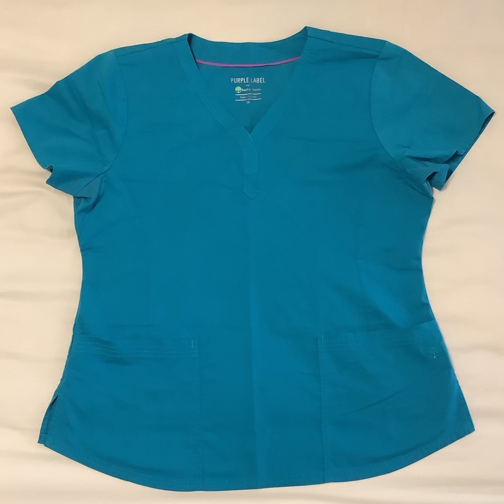 Healing Hands Teal Scrub Top, XL